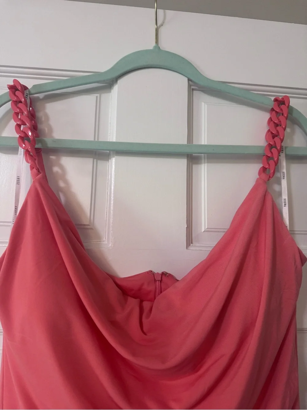 Braided Strap Peach High-Low Draped Dress